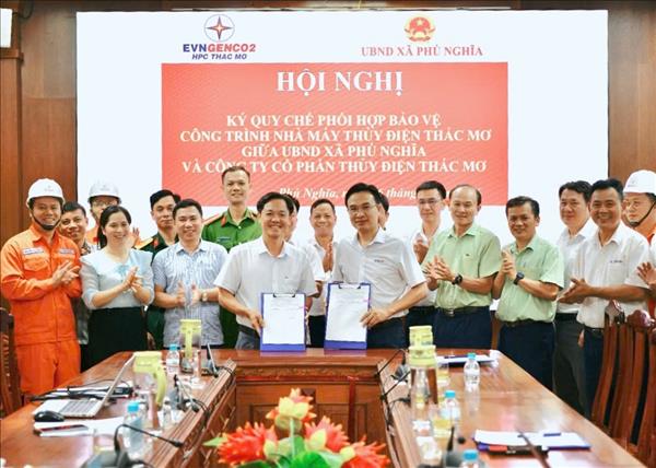 TMP và UBND xã Phú Nghĩa ký kết Quy chế phối hợp bảo vệ công trình thủy điện